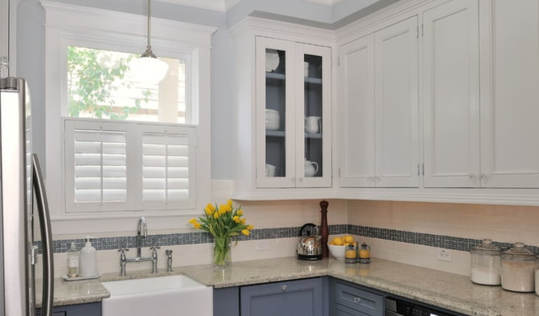 Polywood shutters in a Sacramento kitchen.